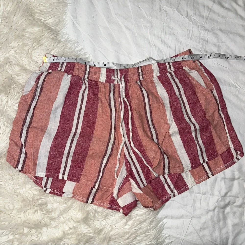 Universal Thread | Pink Cream Striped Linen Blend Shorts High Rise Drawstring M